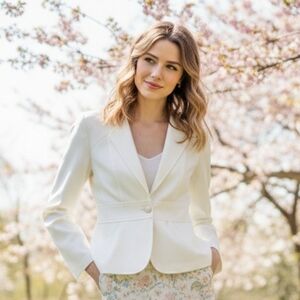 City Triangles Ivory Fitted Blazer